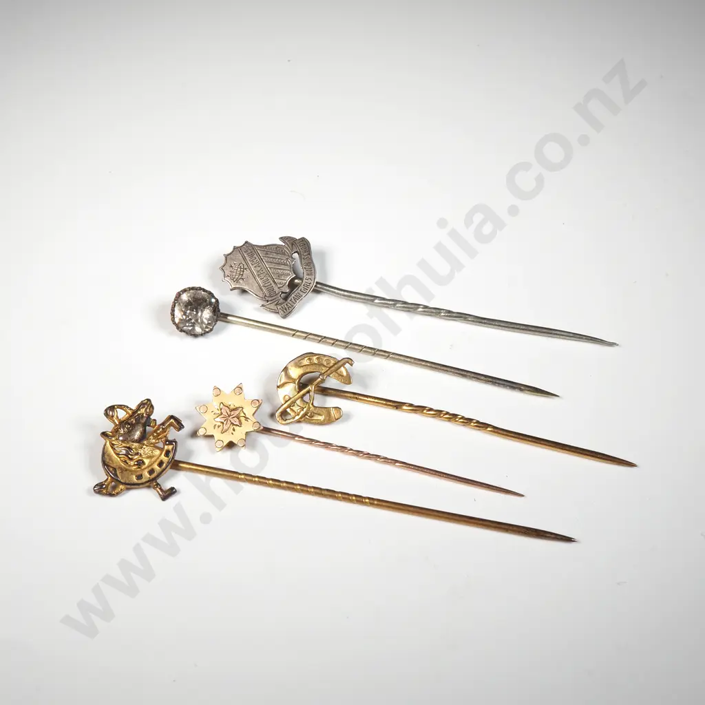 Antique Box w assorted Stick pins incl Rolled Gold Image 1++