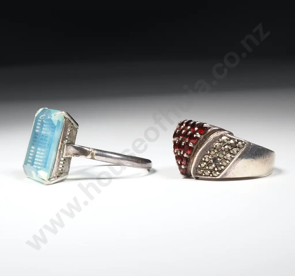 Two Sterling Silver Gem Set Rings Image 1++