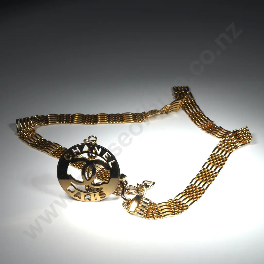 Gold Coloured Chanel Style Belt. Image 1++