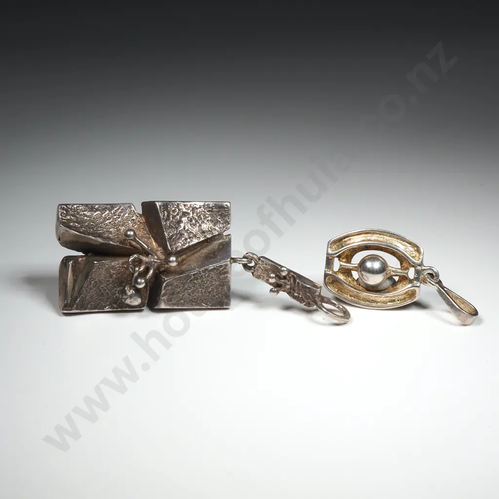 Two Sterling Silver Modernist Pendants Image 1++