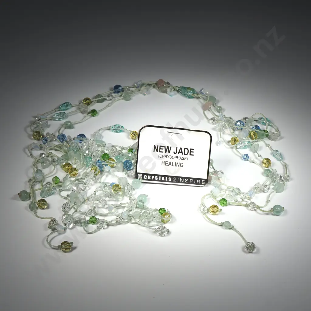 Two Multi-Drop Coloured 'New Jade (Chrysoprase) Healing' Necklaces. Image 1++
