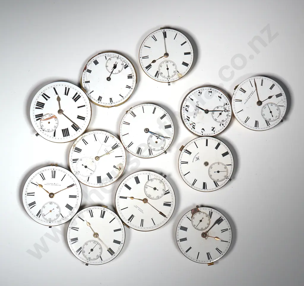 Assortment Of Pocket Watch Movements w Enamel Dials Image 1++