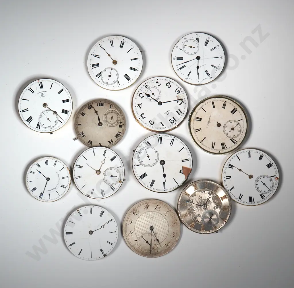 Assorted Lot Of Pocket Watch Movements. Mostly Enamel Dials but Several Steel & Silvered Image 1++