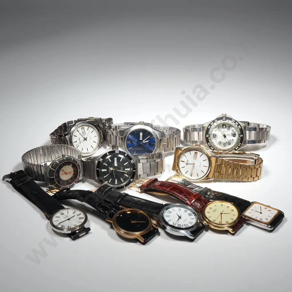Assorted Lot of 11 Gents Quartz Movement Wristwatches - Sold As Is For Restoration & Parts  Image 1++