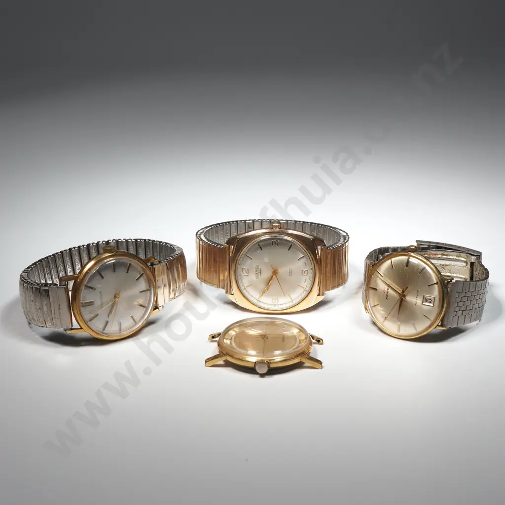 Three Automatic Wristwatches - Running - Sold As Is For Restoration & Parts  Image 1++
