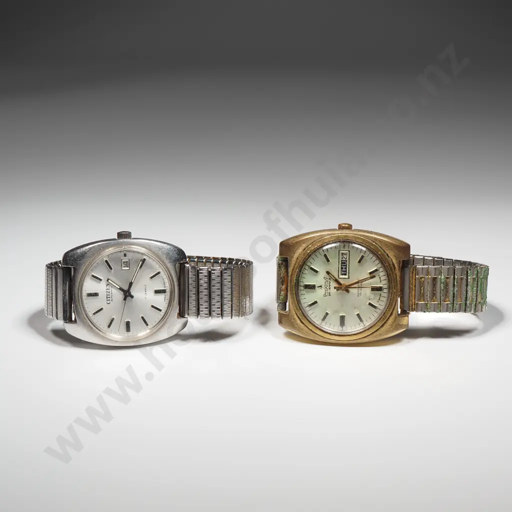 Two Automatic Wristwatches - Running - Sold As Is For Restoration & Parts  Image 1++