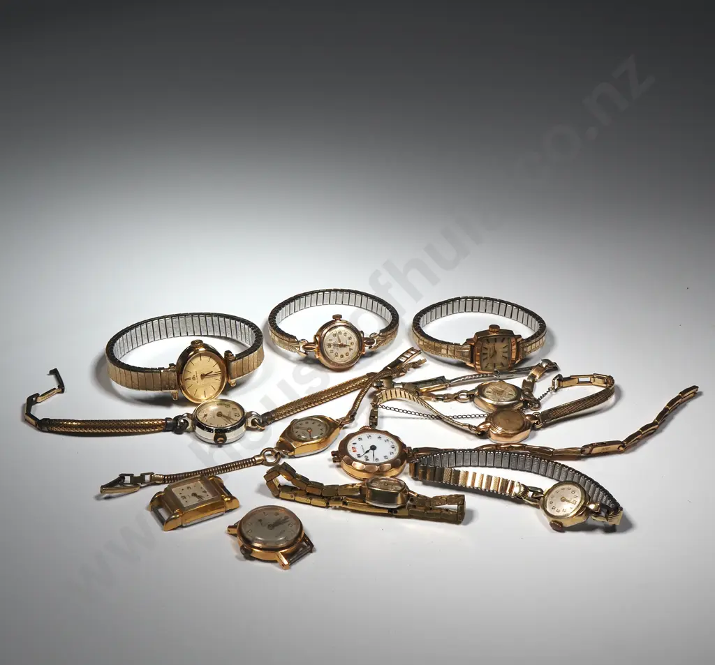Assorted Lot of 12 Ladies Rolled Gold Mechanical Movement Wristwatches - Sold As Is For Restoration & Parts  Image 1++