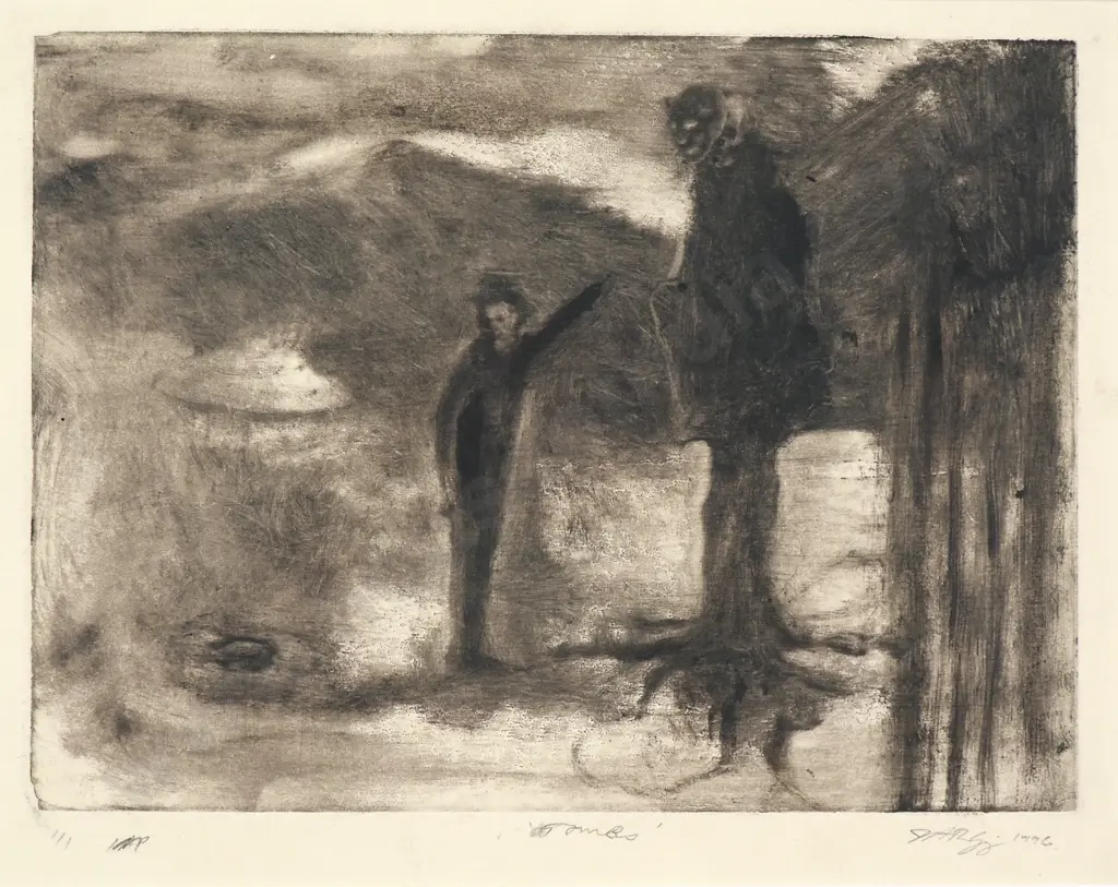 Jason Greig - 'Tombs', Monoprint 1/1(1996) Image 1++