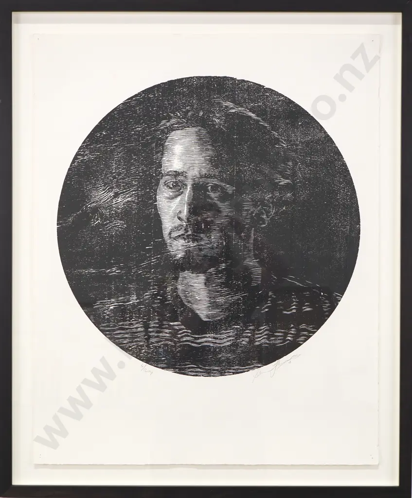 Sam Harrison - Self Portrait, Woodblock, LE 4/12 (2008) Image 1++