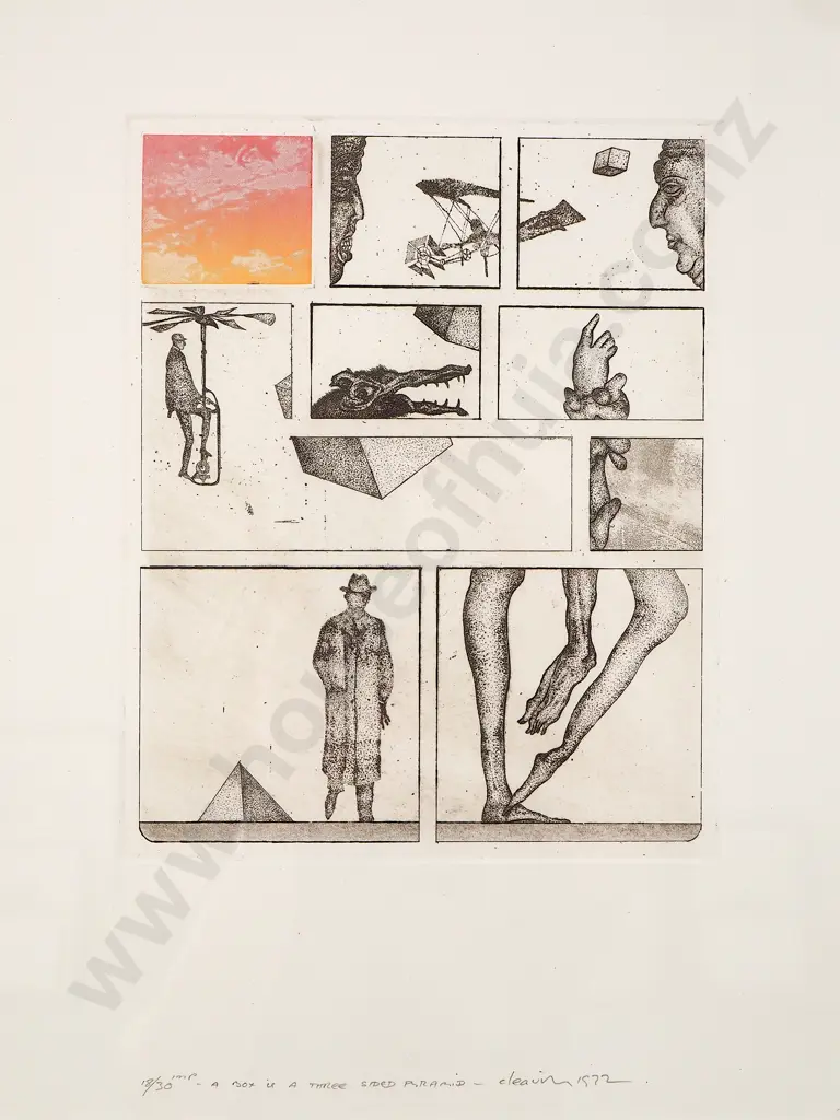 Barry Cleavin - 'A Box is a Three Sided Pyramid', Etching LE 18/30 (1972) Image 1++