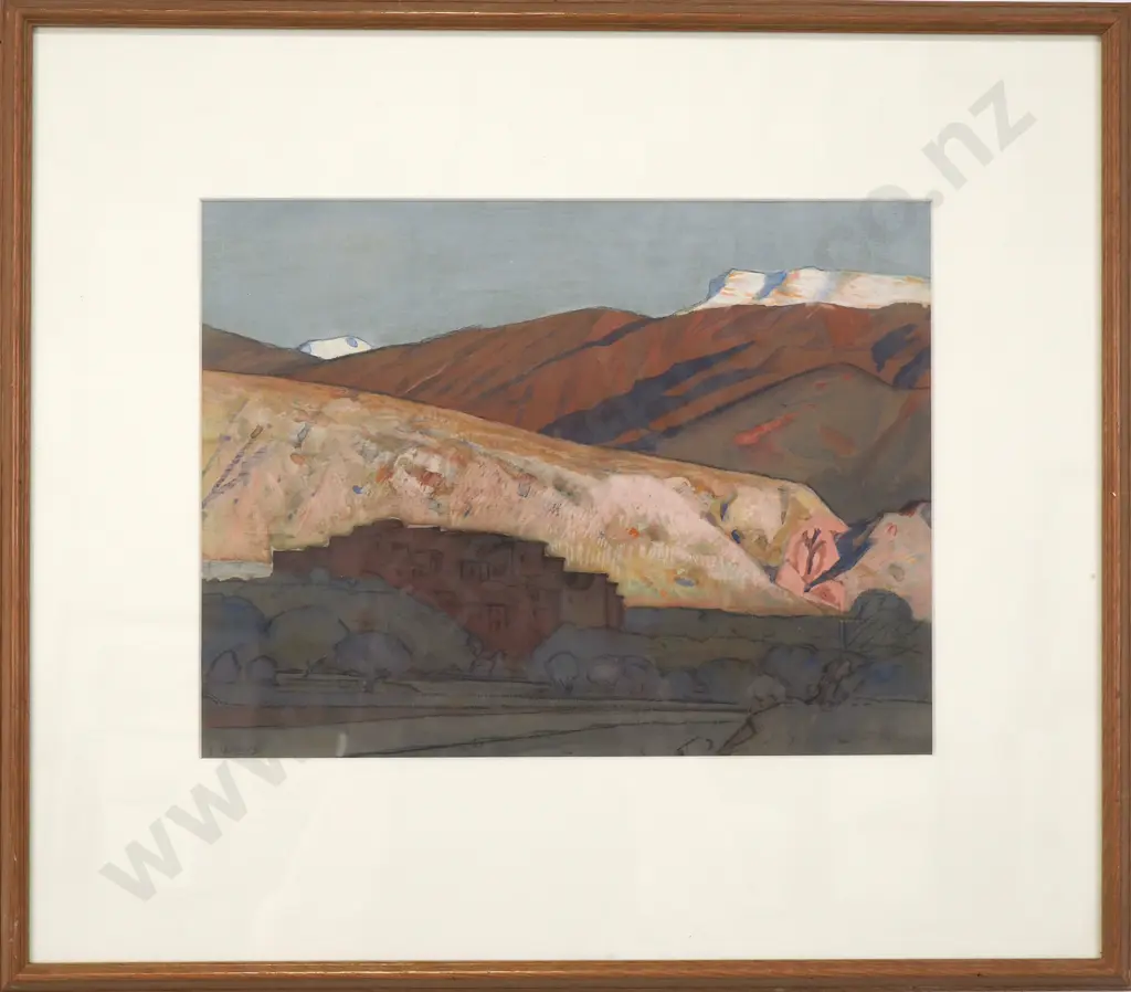 John Weeks - Late Afternoon in Valley-Ouriki-Morocco, Watercolour & Graphite Image 1++