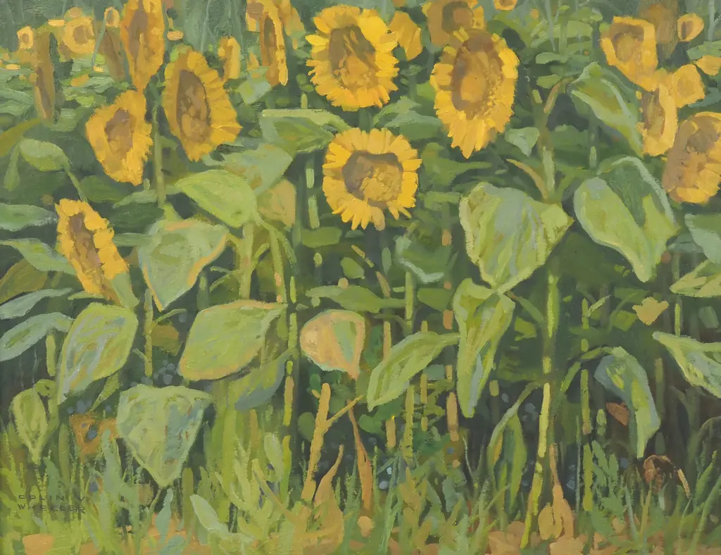 Colin Wheeler - Sunflowers, Oil on Canvas Board Image 1++