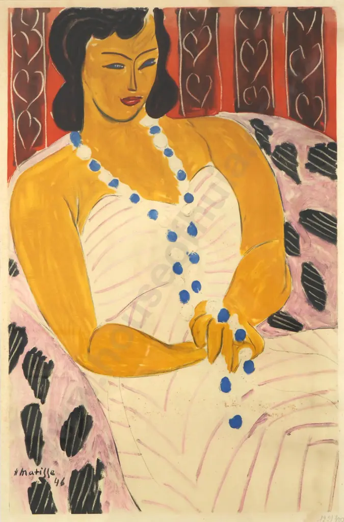 Henri Matisse - 'Dame La Robe Blanche', Colour Lithograph, LE 122/300 (1946) Image 1++