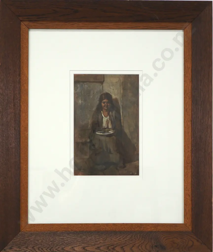 Petrus Van der Velden - Seated Girl, Watercolour & Gouache Image 1++