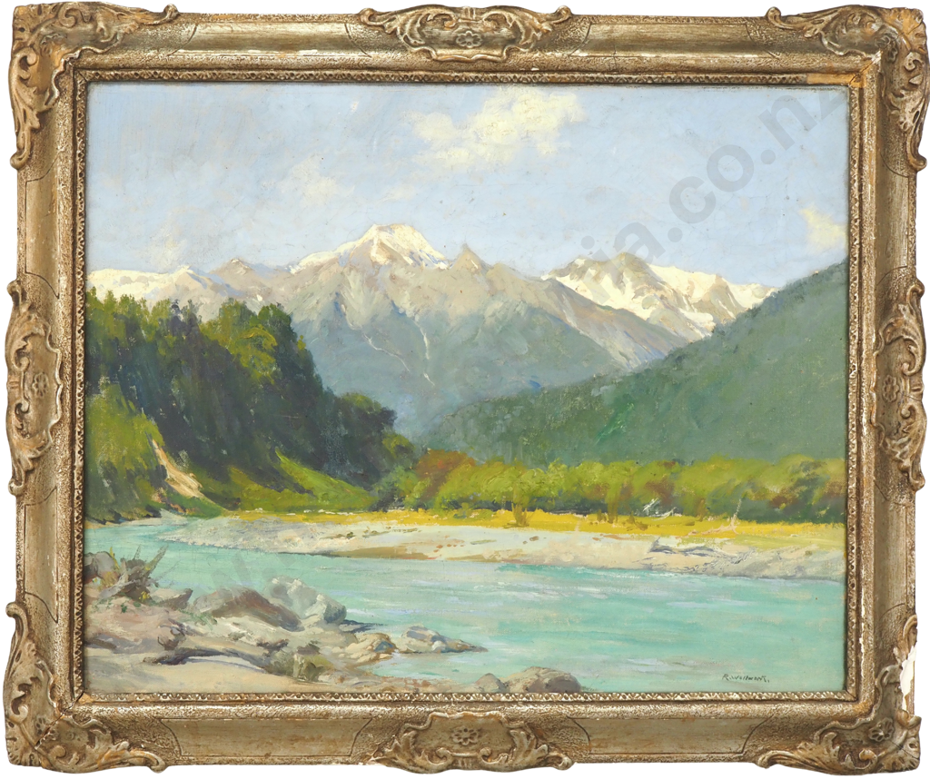 Richard Wallwork - Southern River Scene, Oil on Canvas Image 1++