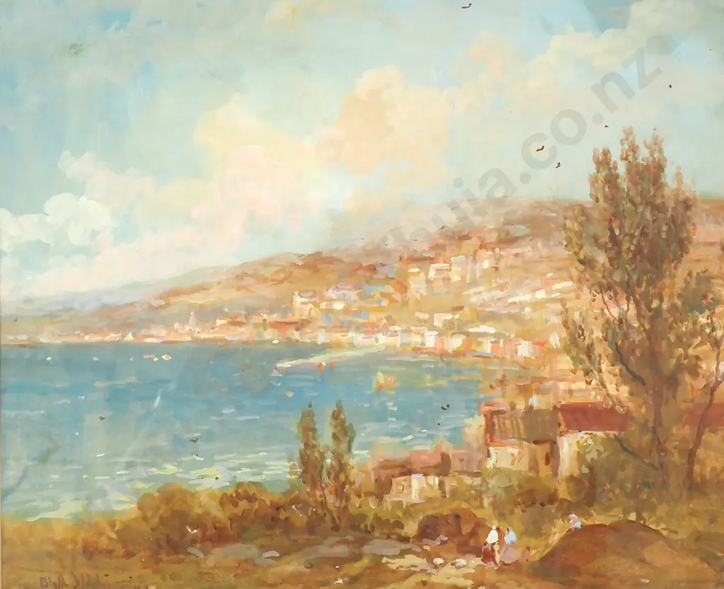 Blythe Fletcher - Mediterranean Scene, Gouache Image 1++