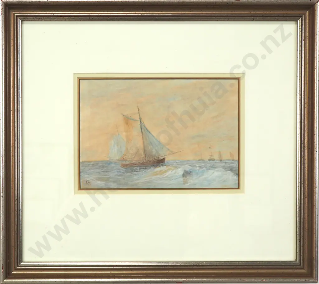 Unknown Artist - Boat Scene, Watercolour (1958) Image 1++
