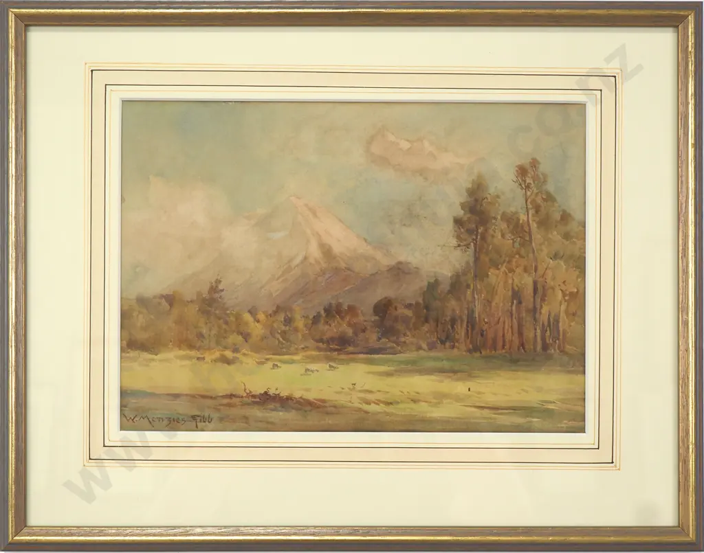 William Menzies Gibb - 'Mt. Egmont', Watercolour Image 1++
