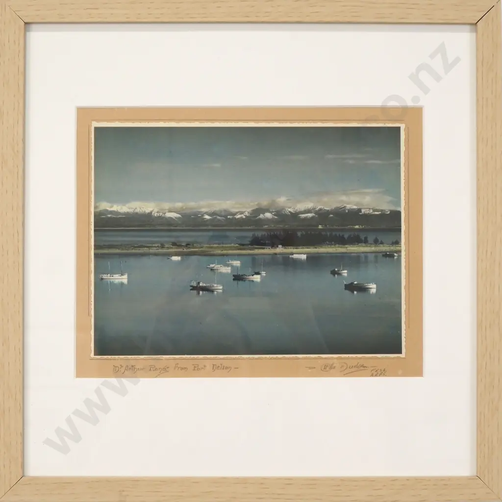 Ellis Dudgeon - 'Mt. Arthur Range from Port Nelson' Hand Coloured Photograph Image 1++