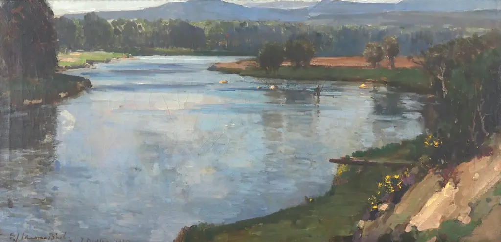 Samuel John Larmorna Birch - 'Trout Fishing On The Dart River' Oil (1920) Image 1++