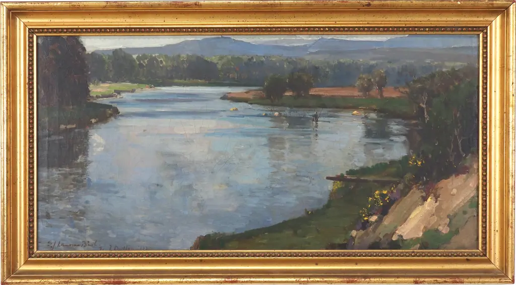 Samuel John Larmorna Birch - 'Trout Fishing On The Dart River' Oil (1920) Image 1++