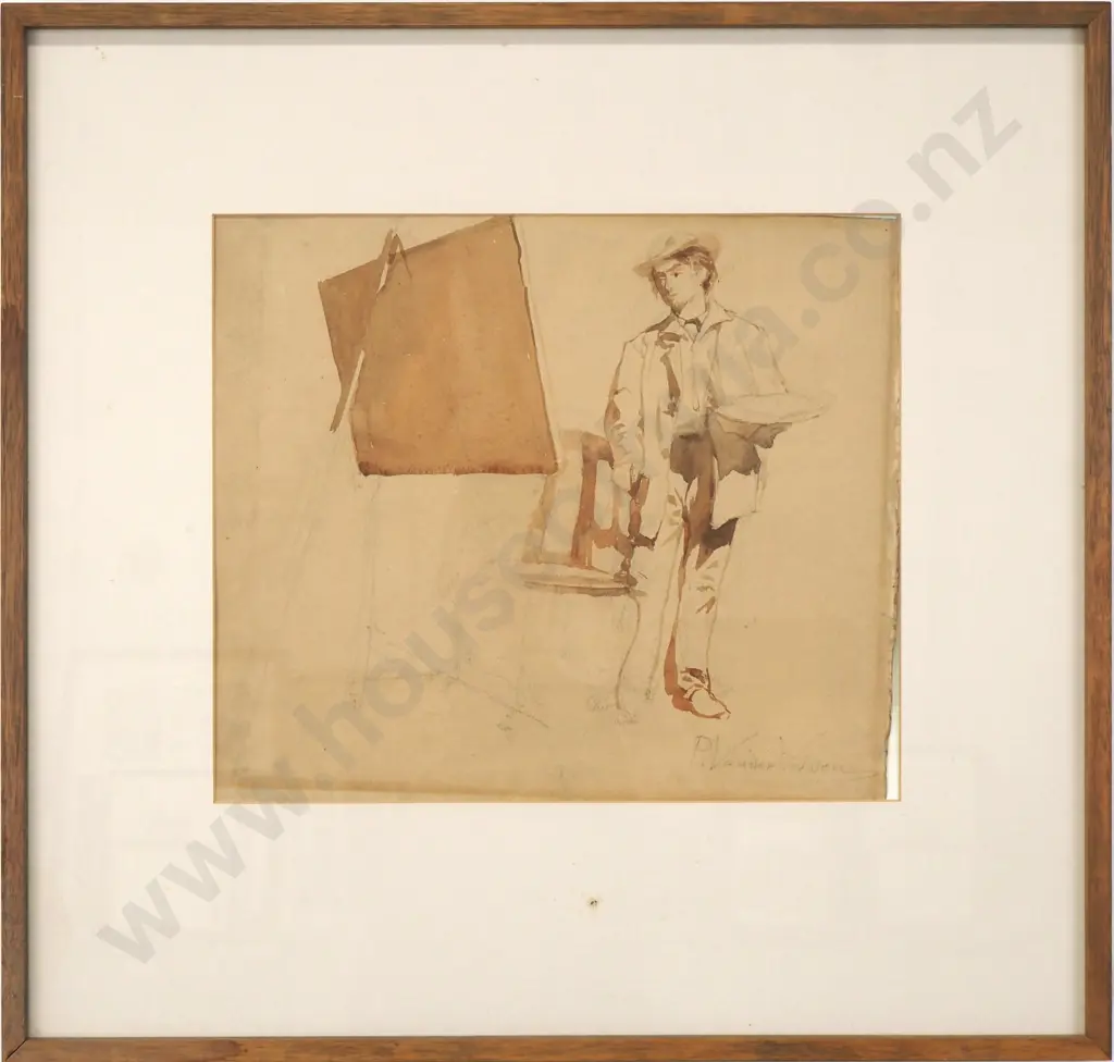 Petrus Van der Velden - Self Portrait, Watercolour & Graphite on Paper Image 1++