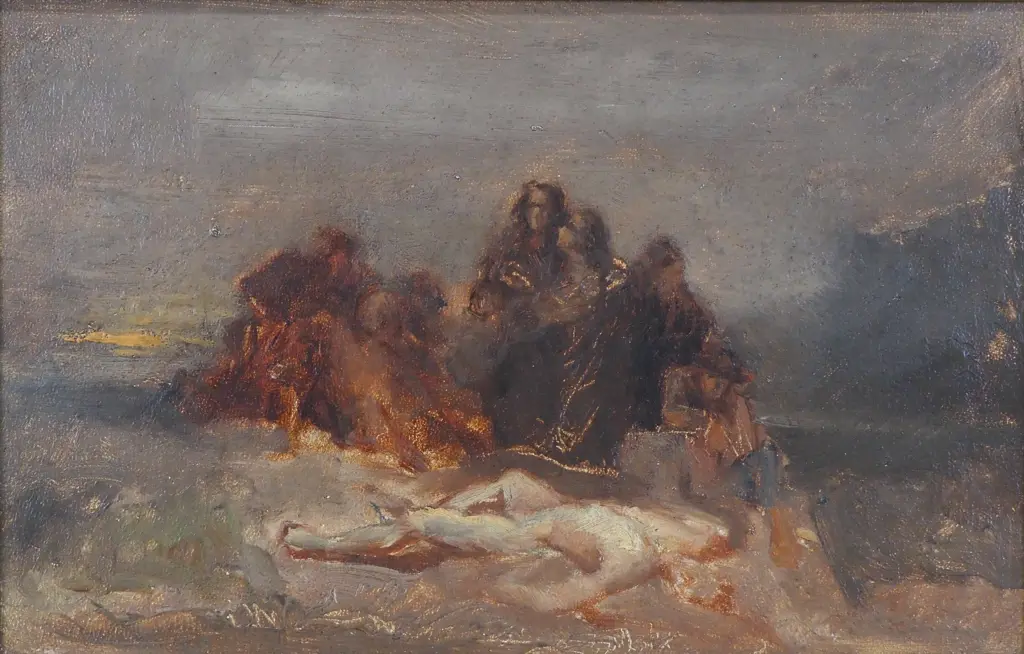 Petrus Van der Velden - 'Dawn After The Wreck', Oil on Board Image 1++