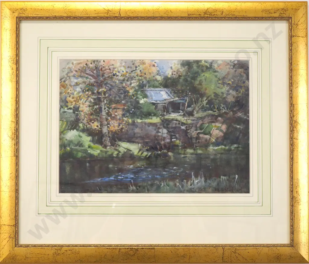 Margaret Stoddart - Cottage on a River, Watercolour Image 1++