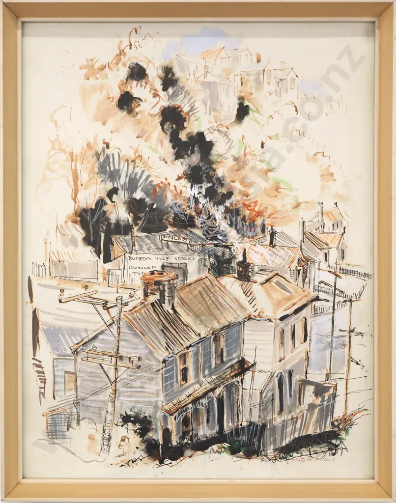 Shona Macfarlane - Dunedin Villas, Watercolour & Pen Image 1++