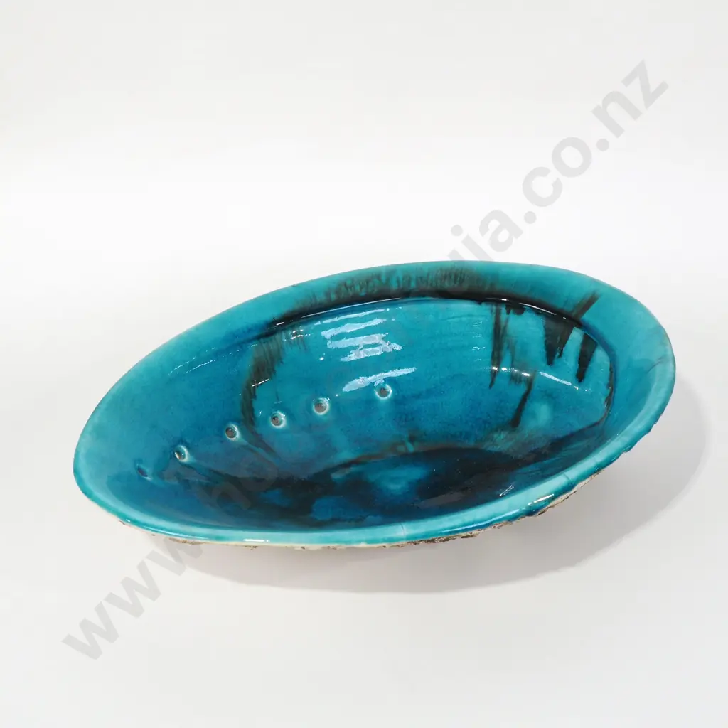 Glen Shuker: Bowl In The Form Of  a Paua Shell w Turquoise Glaze. Pottery Image 1++