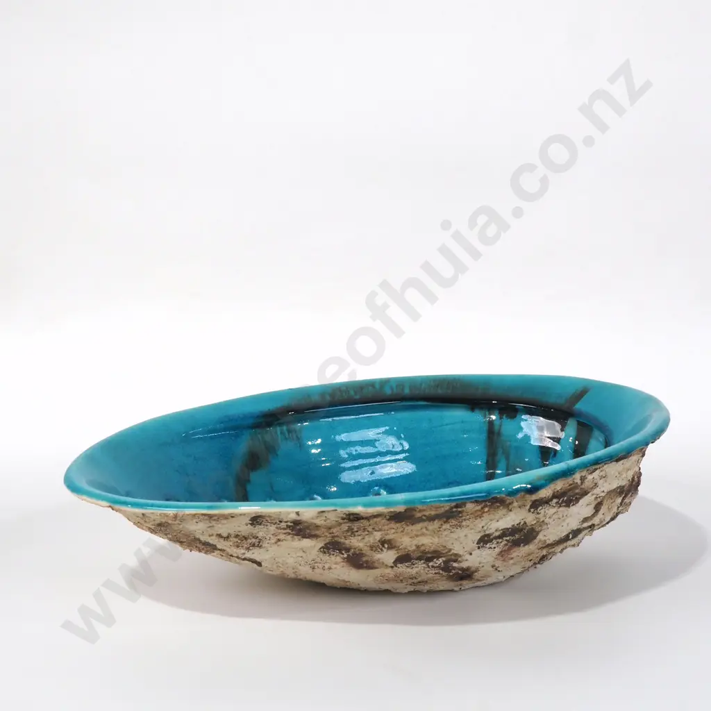 Glen Shuker: Bowl In The Form Of  a Paua Shell w Turquoise Glaze. Pottery Image 1++