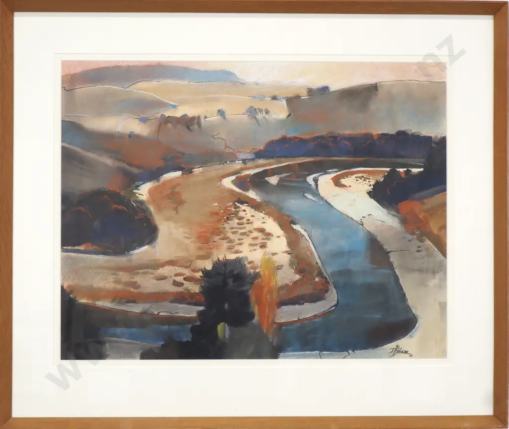 David J. Barker 'Puhoi River' Ink, Watercolour & Pastel On Cotton Rag (1963) Image 1++