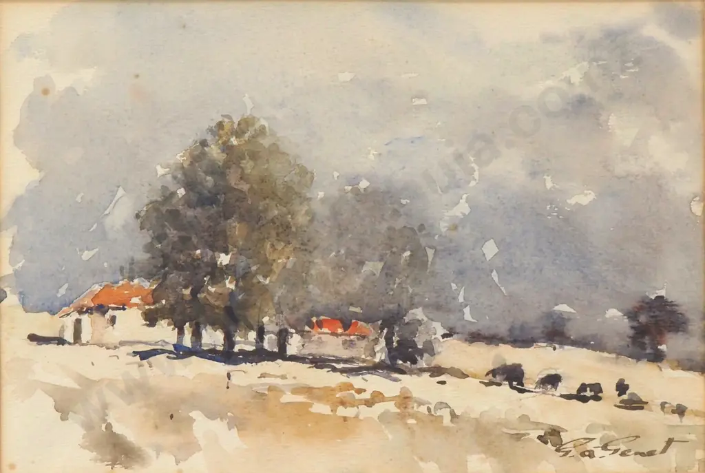 George Genet - Cottages De Dordogne, Watercolour Image 1++