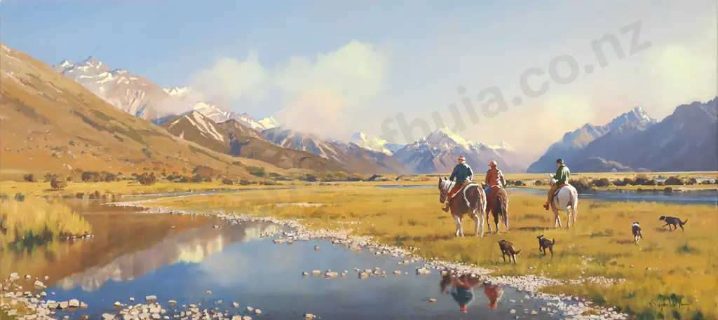 Simon Williams - High Country Horseman (Mount Cook), Oil on Canvas Image 1++