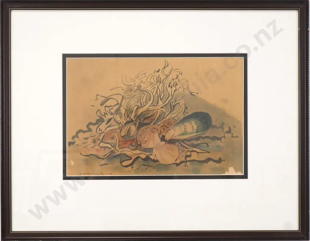 Thomas Arthur McCormack - Still Life with Mussels & Clams, Ink & Watercolour Image 1++