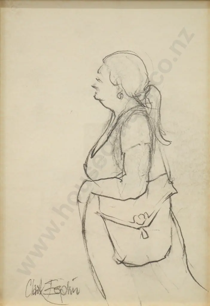 Clark Esplin - Woman in the Street, Graphite on Paper Image 1++