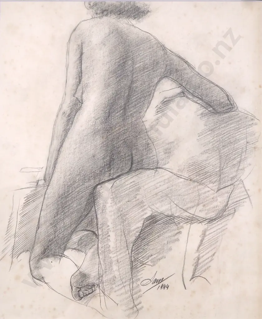 Sam Cairncross - Life Drawing (on Armchair), Graphite & Charcoal Image 1++