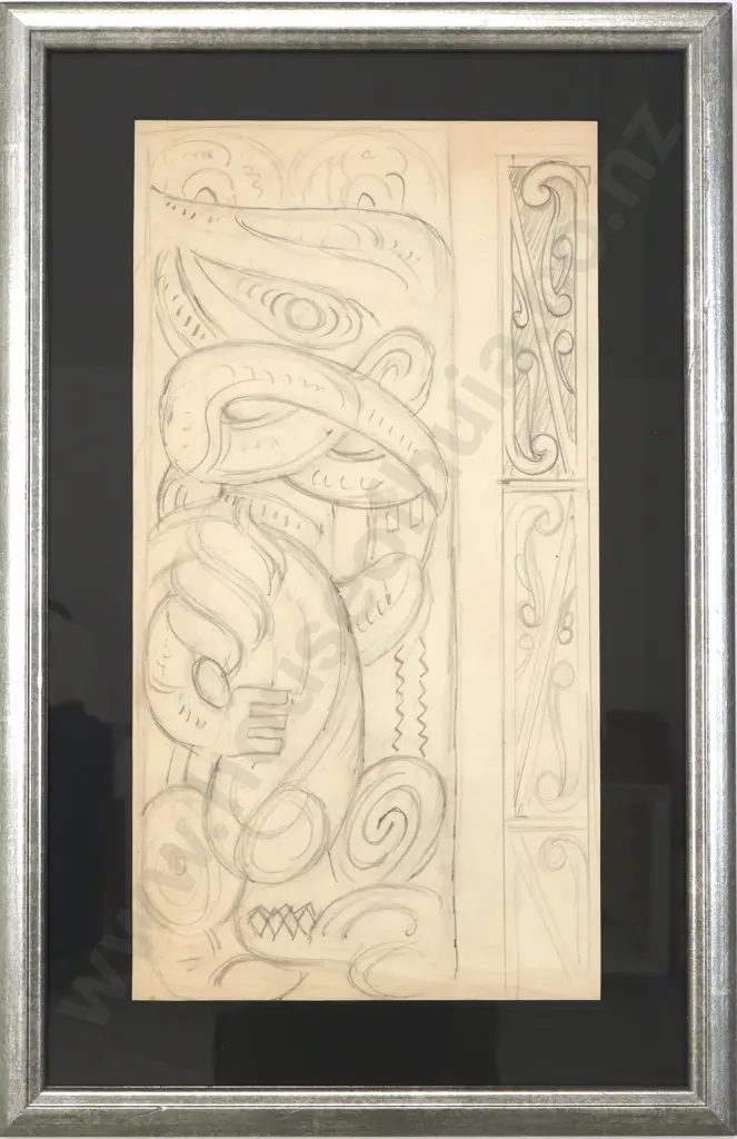 John Weeks - Pouwhenua study (1930), Graphite Image 1++
