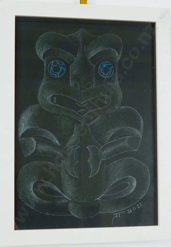 Tahu Jacomb -Tiki (2022), Pastel On Black Paper Image 1++
