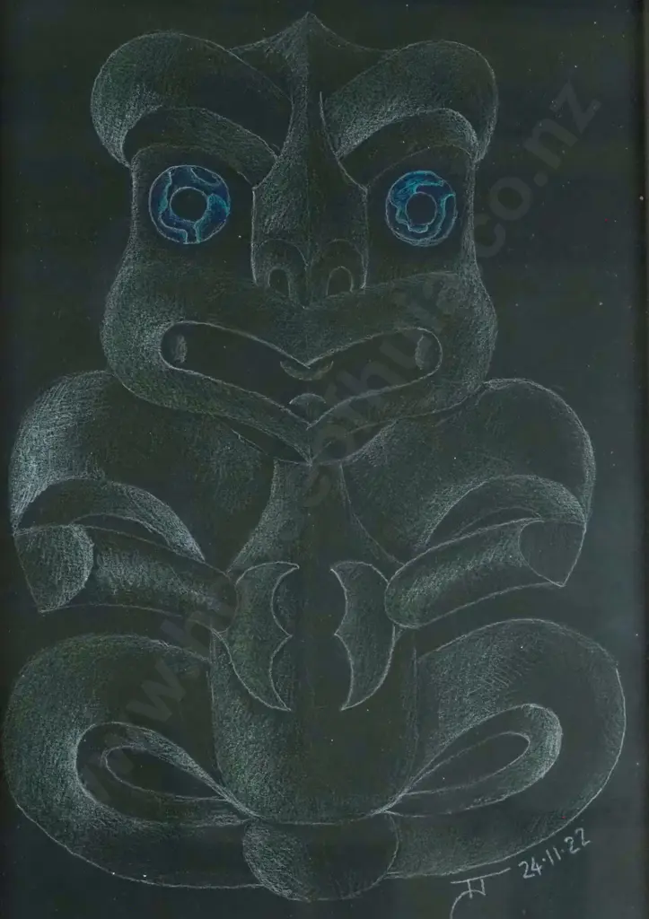 Tahu Jacomb -Tiki (2022), Pastel On Black Paper Image 1++
