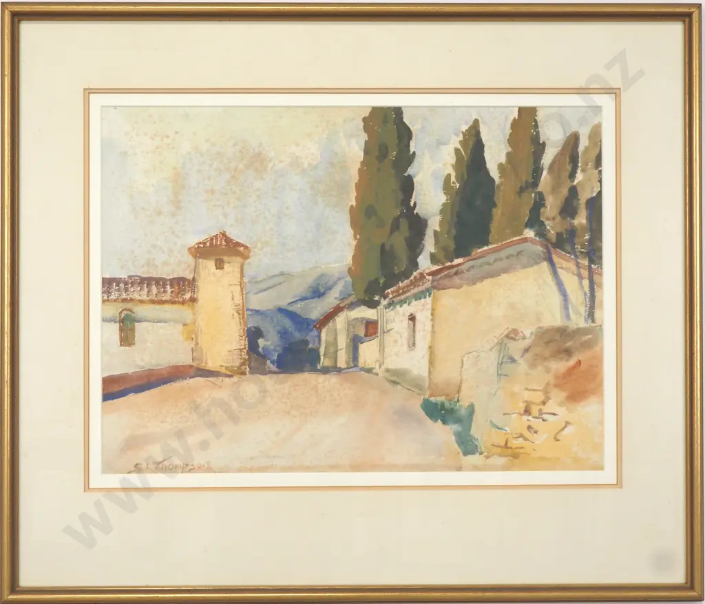 Sydney Lough Thompson - European Village Scene, Watercolour Image 1++