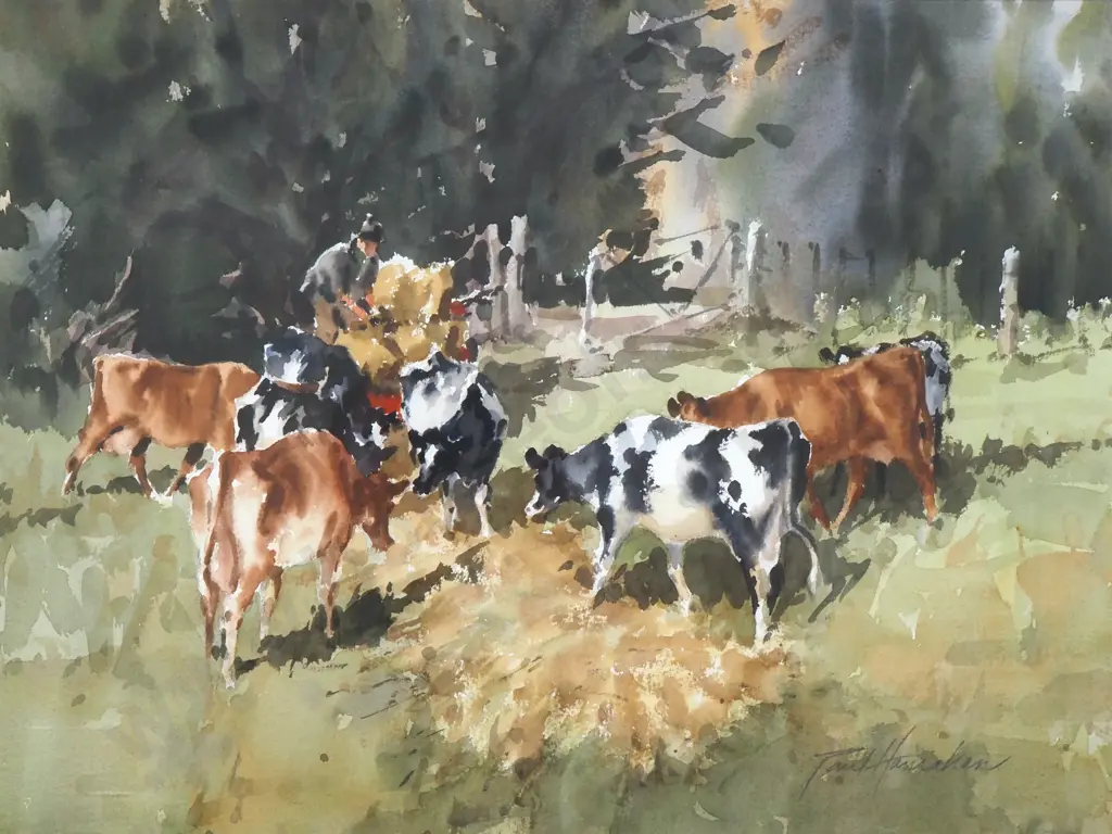 Paul Hanrahan - Feeding Out, Watercolour Image 1++