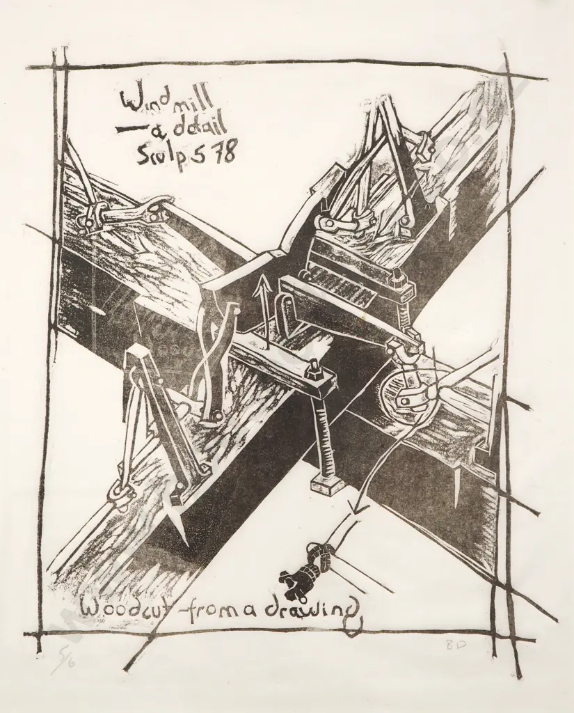 Bing Dawe - "Windmill" Woodcut Print Image 1++
