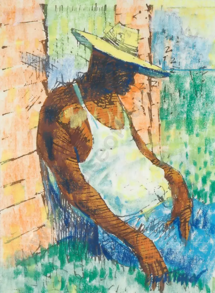 Garth Tapper - Afternoon Rest, Pastel Screen-print Image 1++