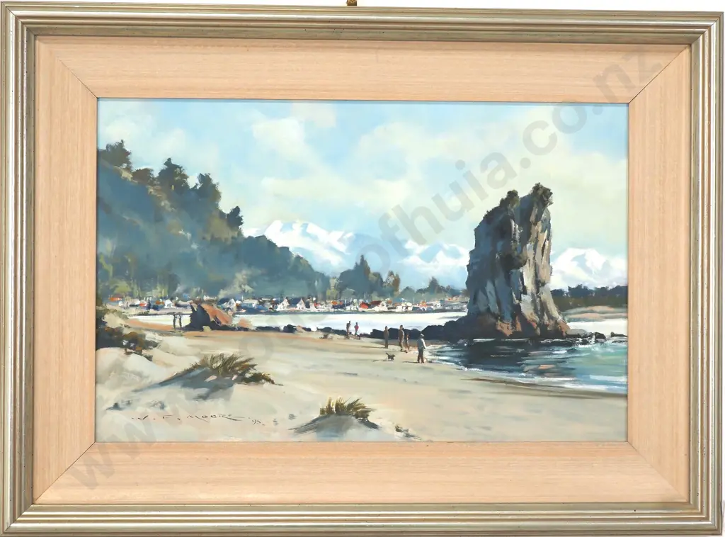 W F Moore - Shag Rock, Sumner, Oil On Board Image 1++