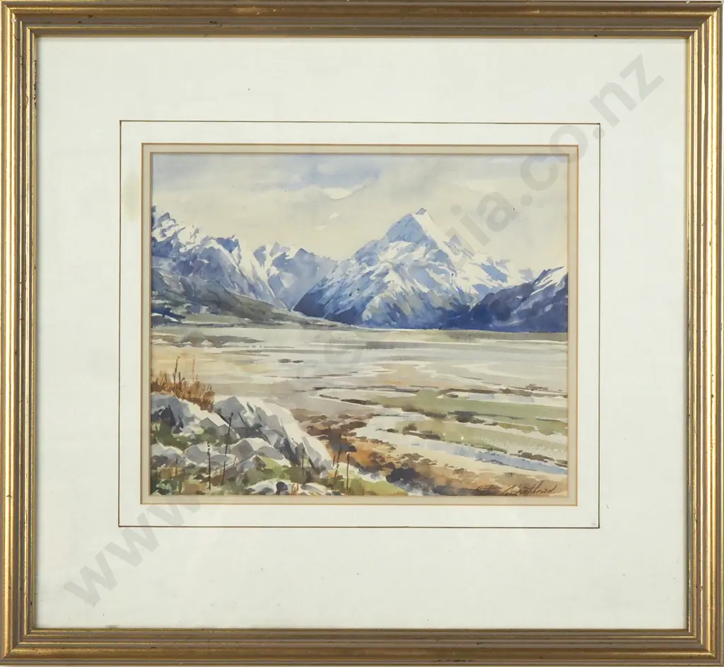 Aston Greathead - Mount Cook & Tasman Glacier, Watercolour Image 1++