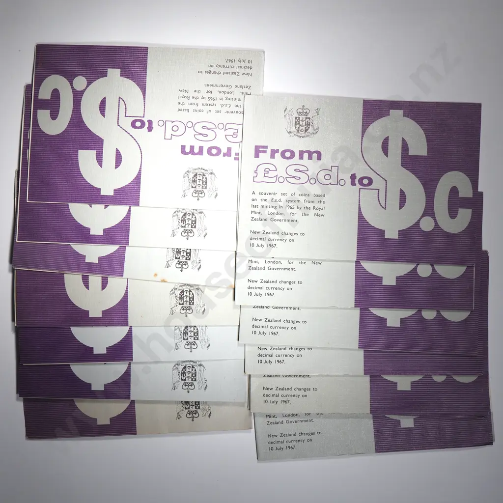 14 New Zealand 1965 UNC Green Label Coin Sets in Cardboard Folders - 3 Superior - Total CV $273 Image 1++