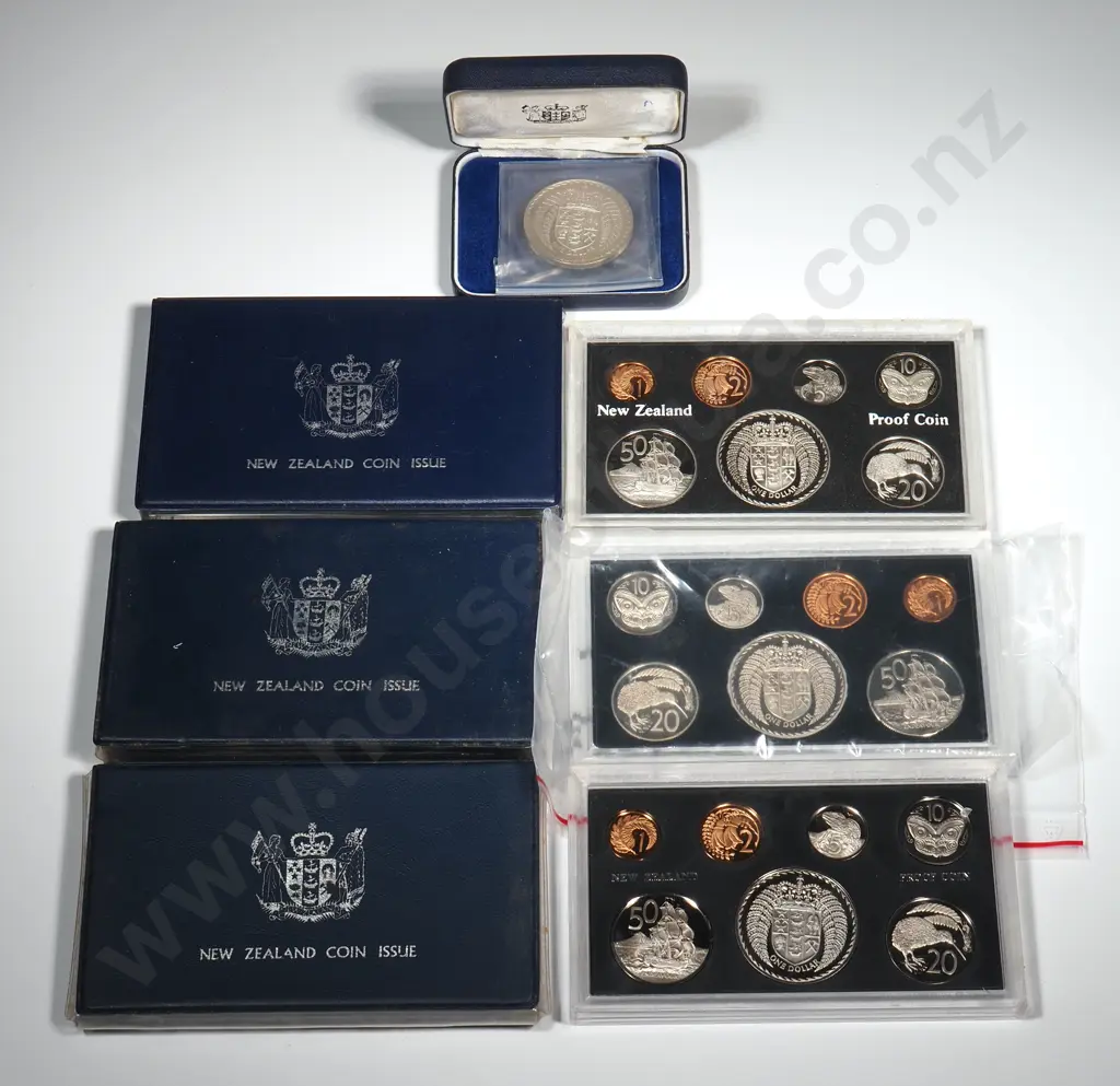 1976 Proof NZ One Dollar Coin - Assorted Proof Coin Sets - Total CV $244 Image 1++