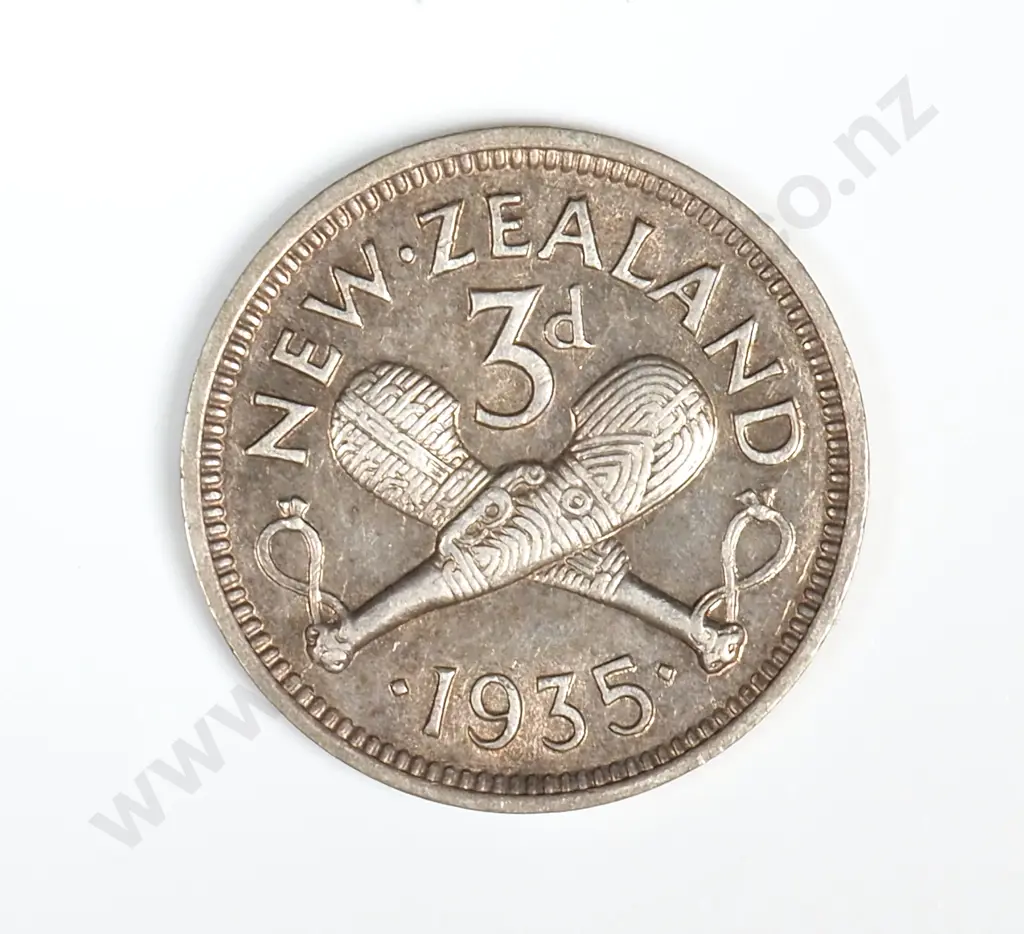 1935 New Zealand Threepence - VF Image 1++