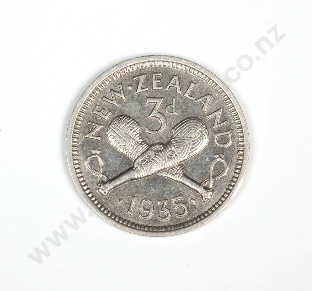 1935 New Zealand Threepence - F Image 1++